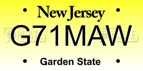 G71MAW New Jersey License Plate