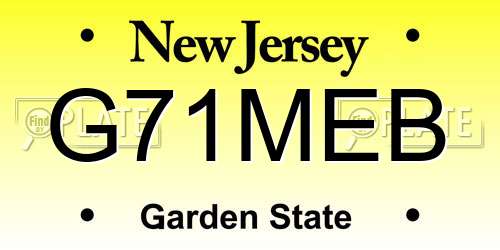 G71MEB New Jersey License Plate