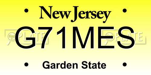 G71MES New Jersey License Plate
