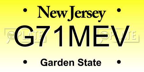 G71MEV New Jersey License Plate