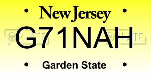 G71NAH New Jersey License Plate