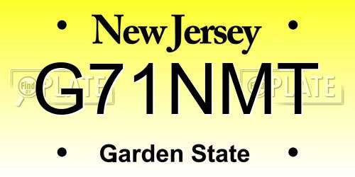 G71NMT New Jersey License Plate