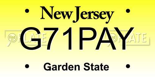 G71PAY New Jersey License Plate