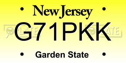 G71PKK New Jersey License Plate