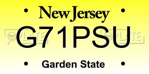 G71PSU New Jersey License Plate