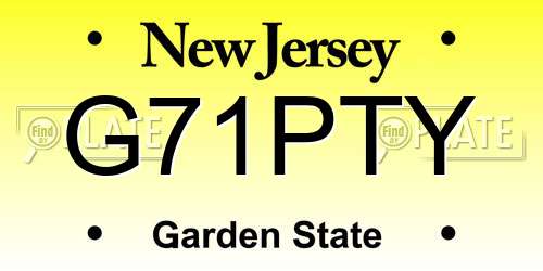 G71PTY New Jersey License Plate