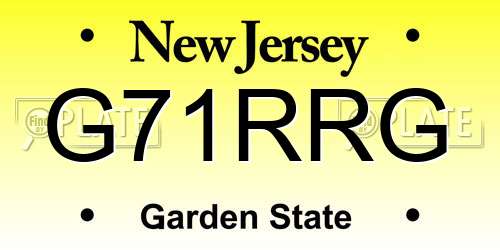 G71RRG New Jersey License Plate