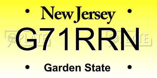 G71RRN New Jersey License Plate