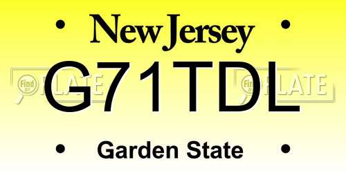 G71TDL New Jersey License Plate