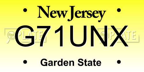 G71UNX New Jersey License Plate