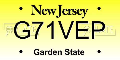 G71VEP New Jersey License Plate