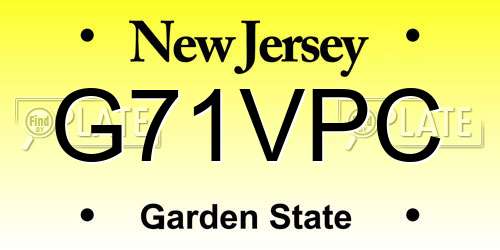G71VPC New Jersey License Plate