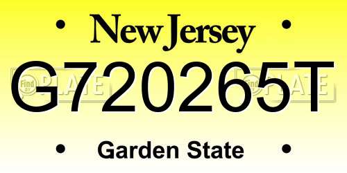 G720265T New Jersey License Plate