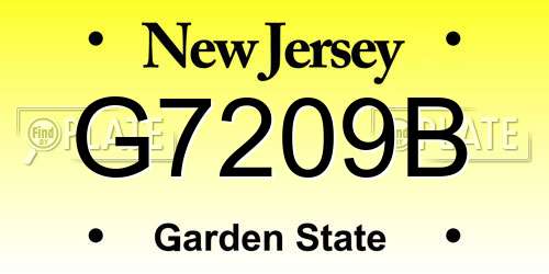 G7209B New Jersey License Plate