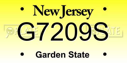 G7209S New Jersey License Plate