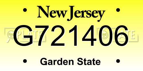 G721406 New Jersey License Plate