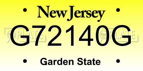 G72140G New Jersey License Plate