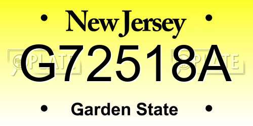 G72518A New Jersey License Plate