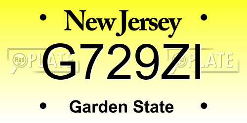 G729ZI New Jersey License Plate