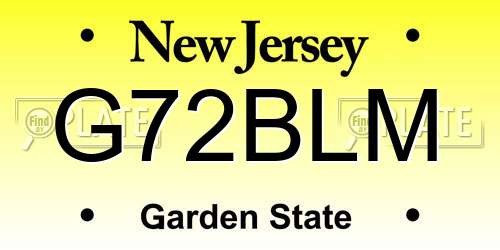 G72BLM New Jersey License Plate
