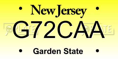 G72CAA New Jersey License Plate