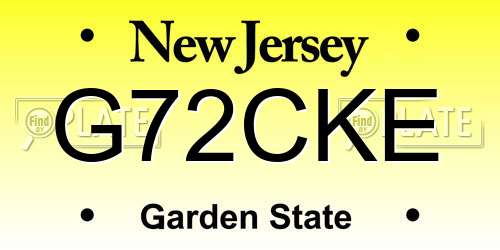 G72CKE New Jersey License Plate