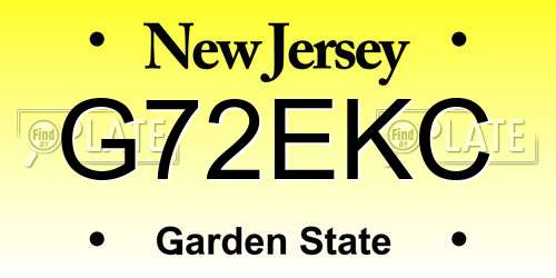 G72EKC New Jersey License Plate