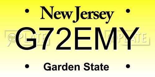 G72EMY New Jersey License Plate