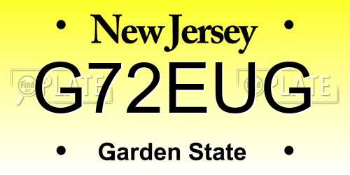 G72EUG New Jersey License Plate