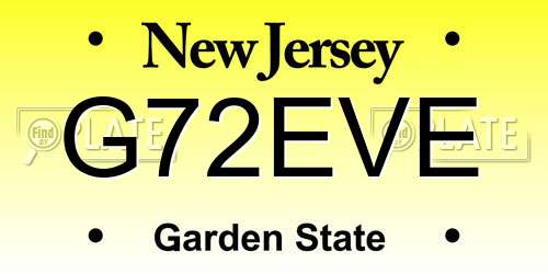 G72EVE New Jersey License Plate