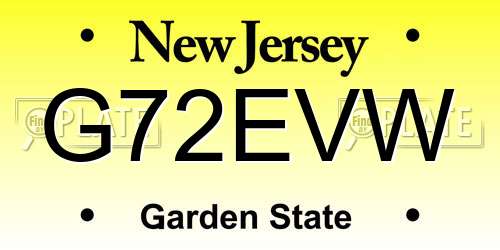 G72EVW New Jersey License Plate