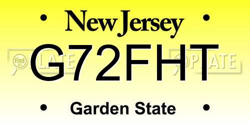 G72FHT New Jersey License Plate