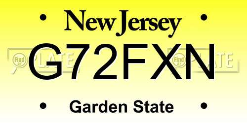 G72FXN New Jersey License Plate