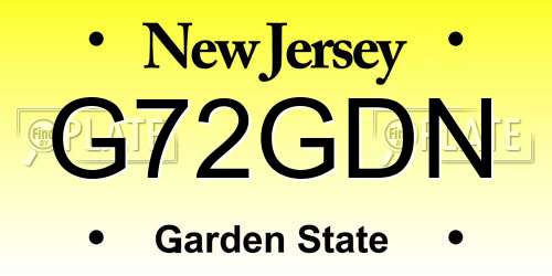 G72GDN New Jersey License Plate