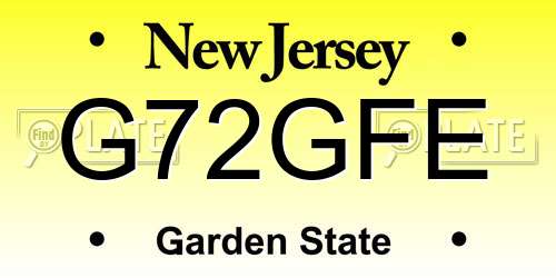 G72GFE New Jersey License Plate
