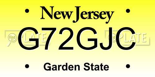 G72GJC New Jersey License Plate