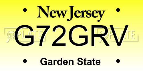 G72GRV New Jersey License Plate