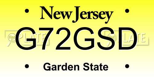 G72GSD New Jersey License Plate