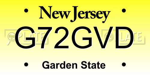 G72GVD New Jersey License Plate