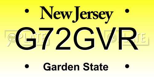 G72GVR New Jersey License Plate