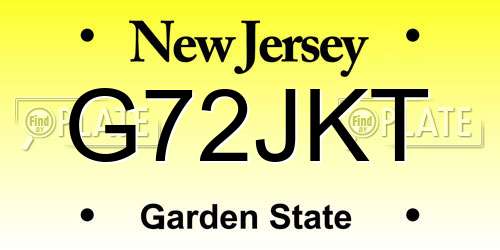 G72JKT New Jersey License Plate