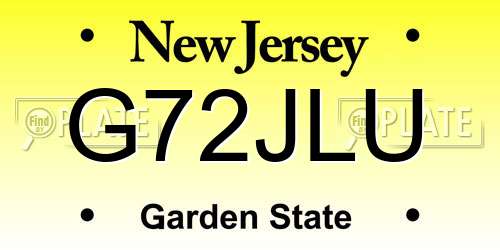 G72JLU New Jersey License Plate
