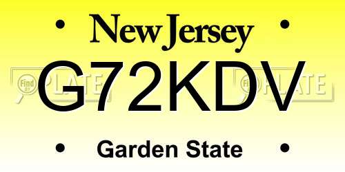 G72KDV New Jersey License Plate