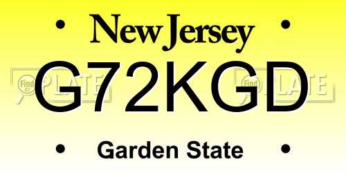 G72KGD New Jersey License Plate