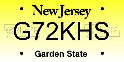 G72KHS New Jersey License Plate