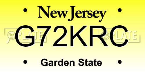 G72KRC New Jersey License Plate