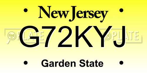 G72KYJ New Jersey License Plate