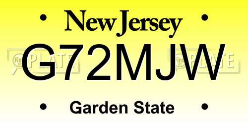 G72MJW New Jersey License Plate
