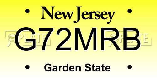 G72MRB New Jersey License Plate