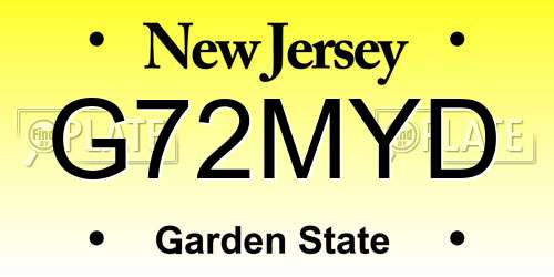 G72MYD New Jersey License Plate